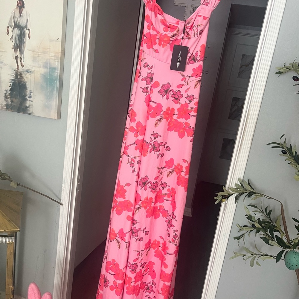 PrettyLittleThing Pink Floral Dress